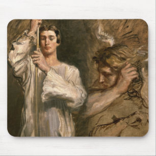 Young Man Holding a Cross Mouse Mat