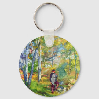 Young man in the forest of Fontainebleau by Renoir Key Ring