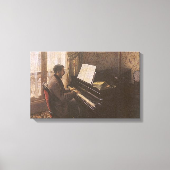 Young Man Playing the Piano by Gustave Caillebotte Canvas Print (Front)