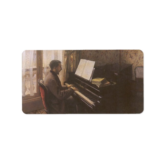 Young Man Playing the Piano by Gustave Caillebotte Label (Front)