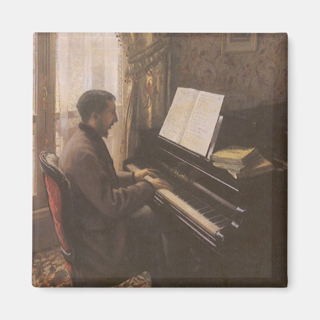 Young Man Playing the Piano by Gustave Caillebotte Magnet (Front)