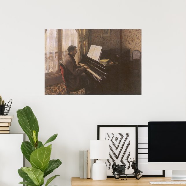 Young Man Playing the Piano by Gustave Caillebotte Poster (Home Office)