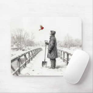 Young Man Watching a Cardinal Mouse Mat