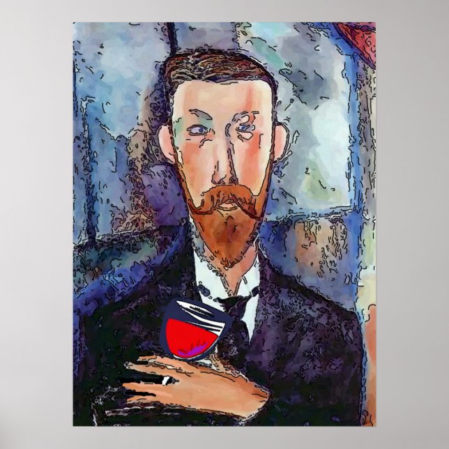 Young Man Wine Glass Poster (Front)