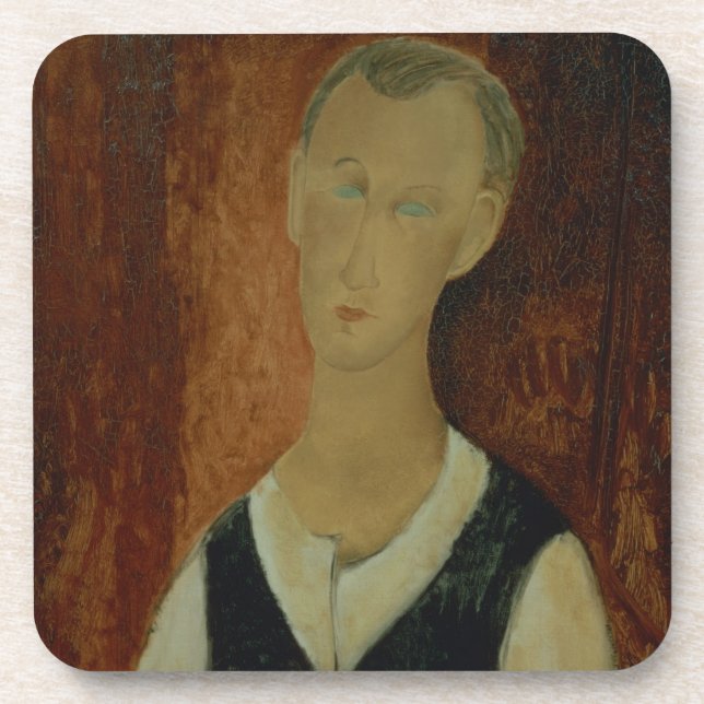 Young Man with a Black Waistcoat, 1912 (oil on can Coaster (Front)