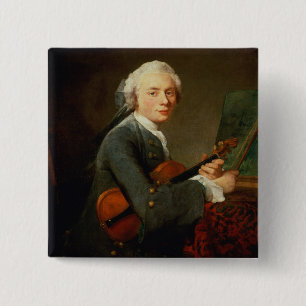 Young Man with a Violin 15 Cm Square Badge