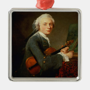 Young Man with a Violin Metal Tree Decoration