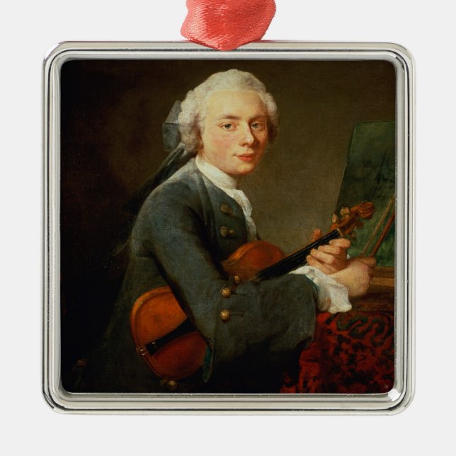 Young Man with a Violin Metal Tree Decoration (Front)