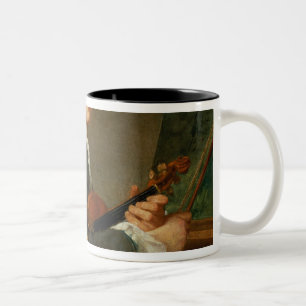 Young Man with a Violin Two-Tone Coffee Mug