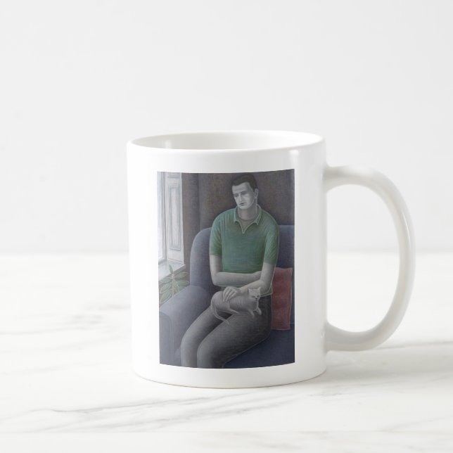 Young Man with Cat 2008 Coffee Mug (Right)