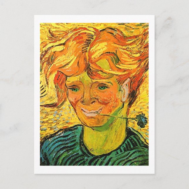 Young Man with Cornflower Van Gogh Fine Art Postcard (Front)