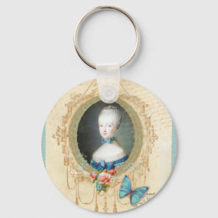 Young Marie Antoinette Butterfly Art Print Key Ring