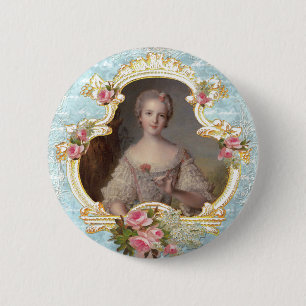 Young Marie Antoinette n Pink Roses Button Pin