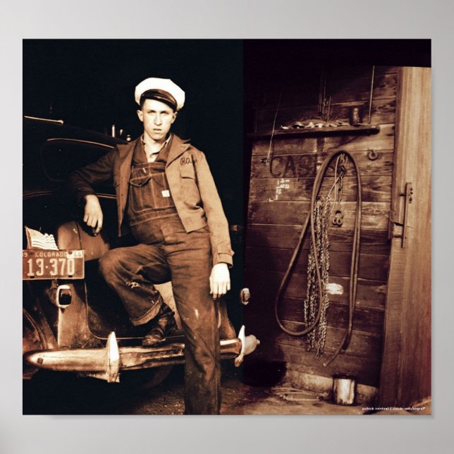 Young Mechanic Vintage Photo Poster (Front)