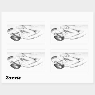 Young Men in Love Kissing (Vintage Gay Art) Rectangular Sticker