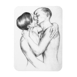 Young Men Kissing (Vintage Gay Art) Magnet