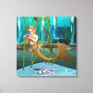 Young Mermaid Underwater Fantasy for Kids Canvas Print