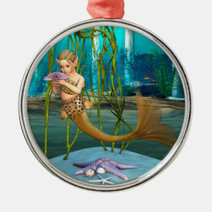 Young Mermaid Underwater Fantasy for Kids Metal Tree Decoration