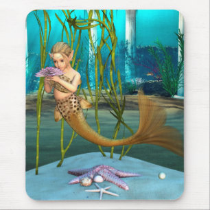 Young Mermaid Underwater Fantasy for Kids Mouse Mat