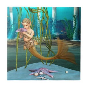 Young Mermaid Underwater Fantasy for Kids Tile