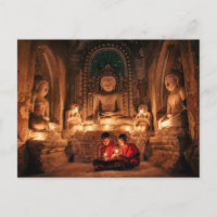 Young monk in the temples of Bagan postcard