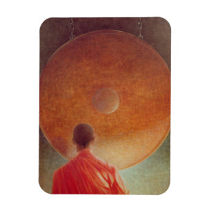 Young Monk with Gong Magnet