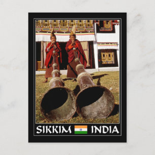 Young monks blowing gyalings in Sakkim, India Postcard
