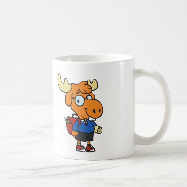 Young Moose with a backpack | choose back colour Coffee Mug (Right)