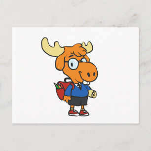 Young Moose with a backpack   choose back colour Postcard