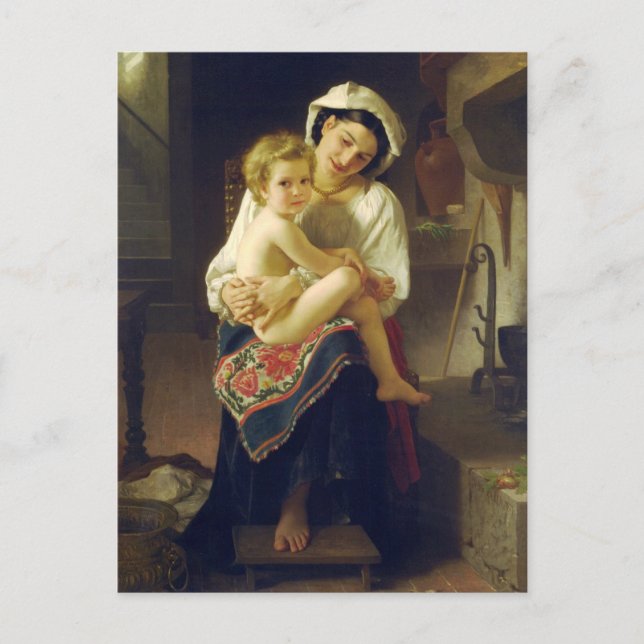 Young Mother Gazing at Child by Bouguereau Postcard (Front)
