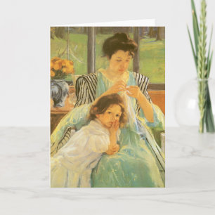 Young Mother Sewing by Mary Cassatt, Vintage Art Card