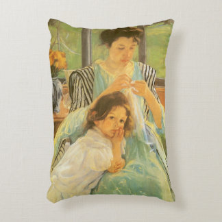 Young Mother Sewing by Mary Cassatt, Vintage Art Decorative Cushion