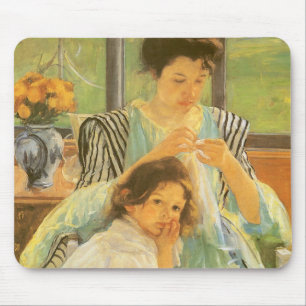 Young Mother Sewing by Mary Cassatt, Vintage Art Mouse Mat