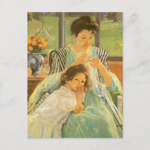 Young Mother Sewing by Mary Cassatt, Vintage Art Postcard
