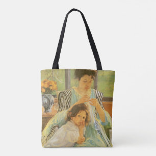 Young Mother Sewing by Mary Cassatt, Vintage Art Tote Bag