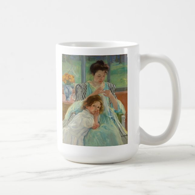 Young Mother Sewing Coffee Mug (Right)