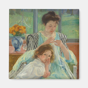 Young Mother Sewing Magnet