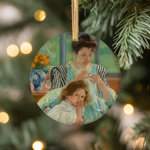 Young Mother Sewing Mary Cassatt Ceramic Tree Decoration