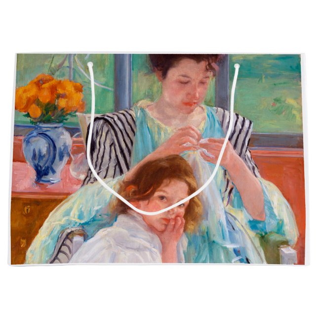Young Mother Sewing, Mary Cassatt Large Gift Bag (Front)