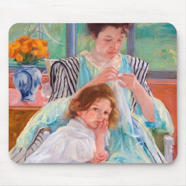 Young Mother Sewing, Mary Cassatt Mouse Mat (Front)