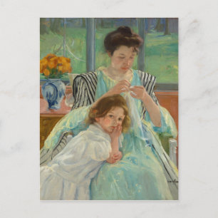 Young Mother Sewing Postcard