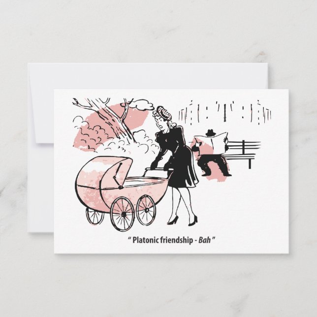Young Mother with Baby Stroller, Funny Save The Date (Front)