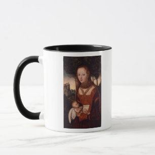 Young mother with child mug