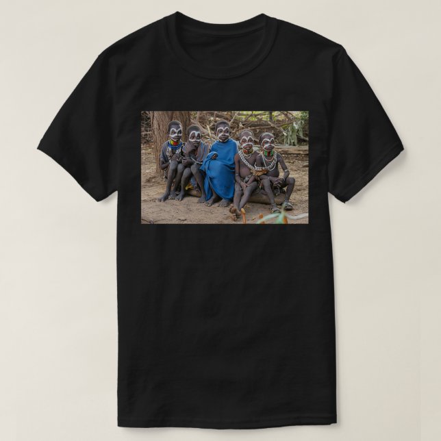 Young Mursi tribe Children Debub Omo Zone Ethiopia T-Shirt (Design Front)