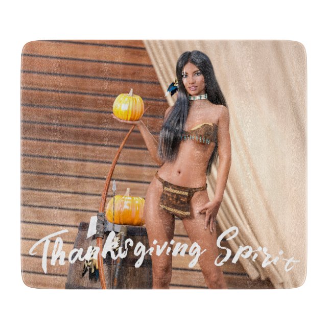 Young Native American Posing on Wood Wall Cutting Board (Front)