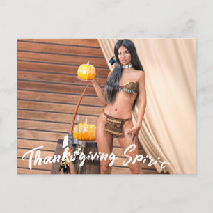 Young Native American Posing on Wood Wall Postcard