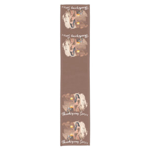 Young Native American Posing on Wood Wall Short Table Runner