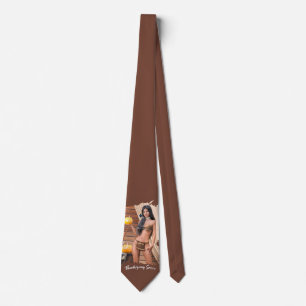 Young Native American Posing on Wood Wall Tie