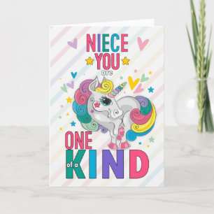 Young Niece Rainbow Unicorn Valentine's Day Holiday Card