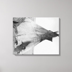 Young Oglala Indian Girl with Puppy outside Tipi Canvas Print